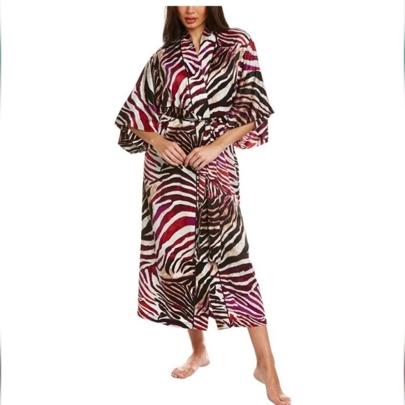 NATORI Kuma Long Robe Length  52" Bathrobe Kimono Sleeve Plus Size 2X - Picture 1 of 14